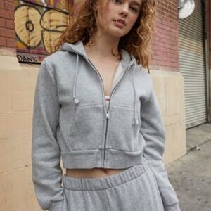 Brandy Melville vintage Gray Women's Cropped Hoodie